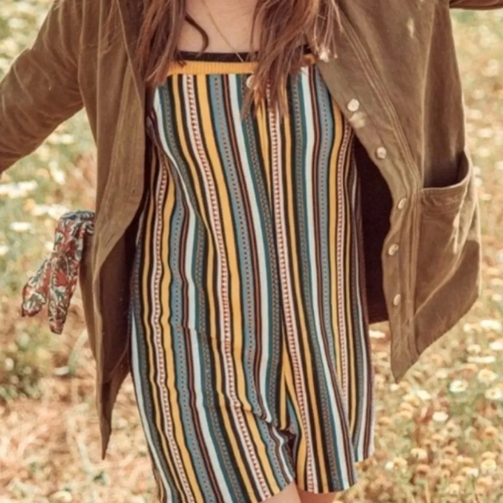 Zara Bohemian, Boho, Romper Multicolor Striped Comfortable NWOT Size L - Picture 2 of 12